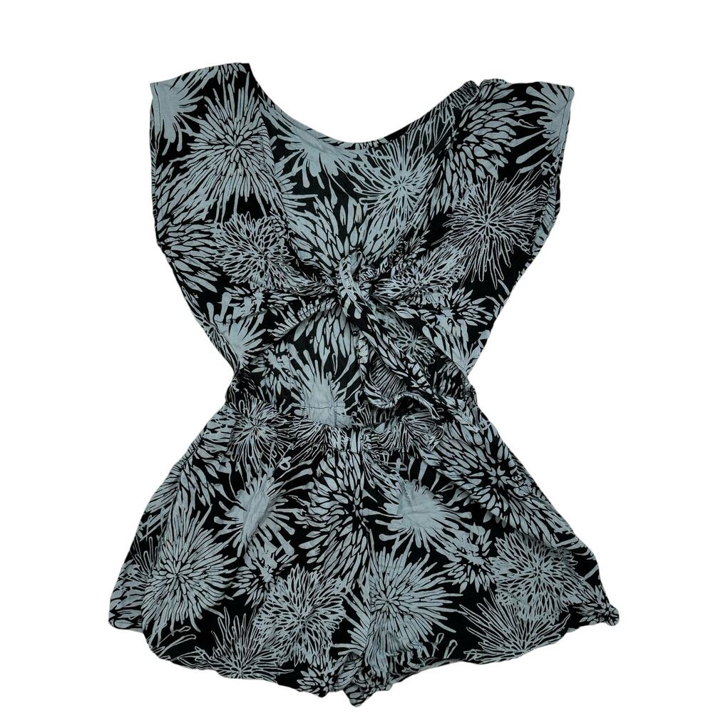SECRET BEACH *NEW* Black & Blue Swirl Beachy Romper One Size Women Rayon Cutout